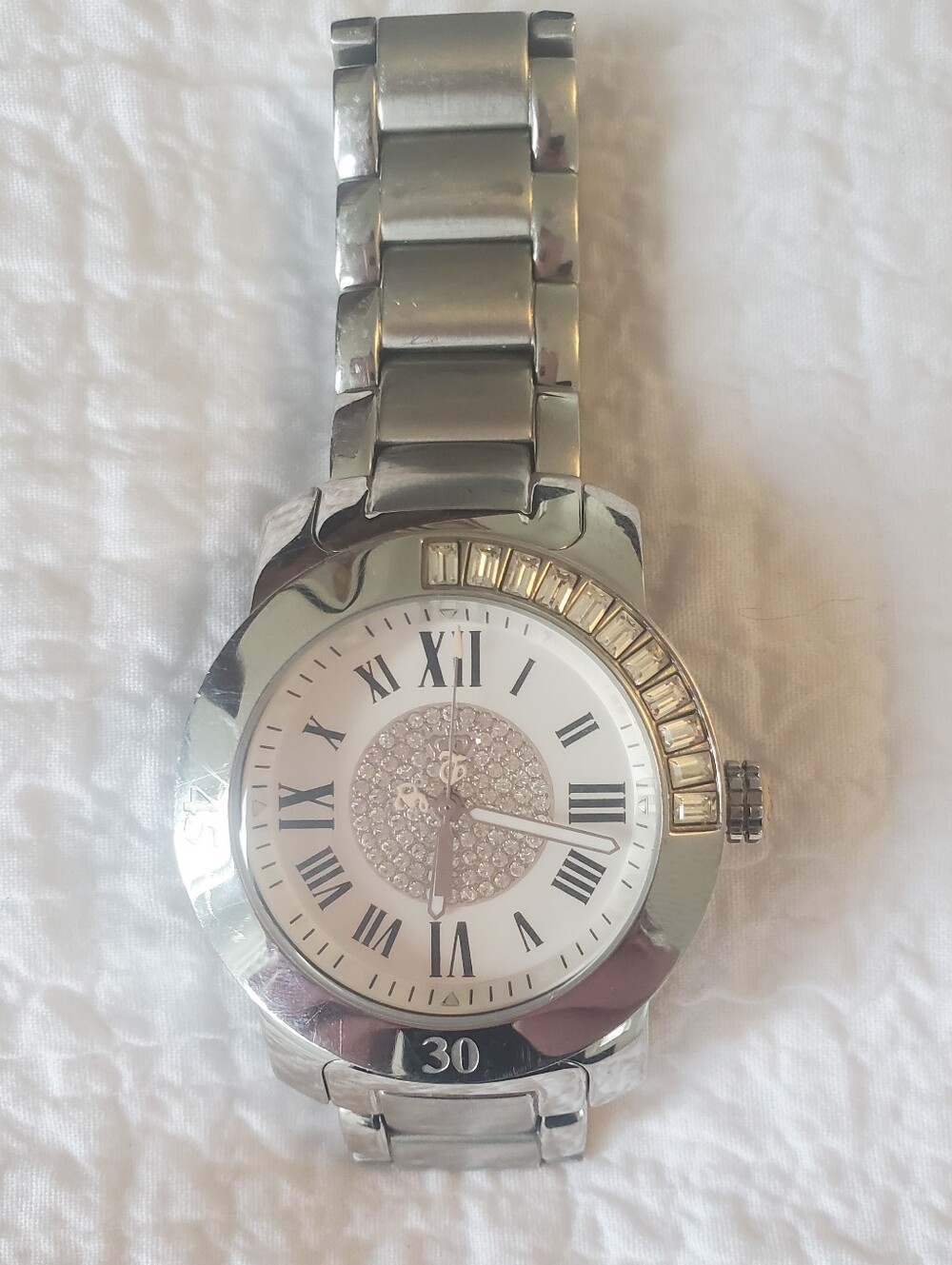 Juicy Couture Silver-tone Crystal Accent Stainless Steel Watch